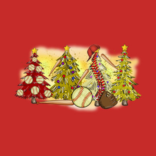 Baseball Christmas Trees Xmas Gift T-Shirt