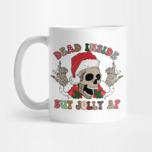 Dead Inside But Jolly AF Christmas Skull Goth Santa Xmas Gift Mug