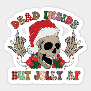 Dead Inside But Jolly AF Christmas Skull Goth Santa Xmas Gift Sticker