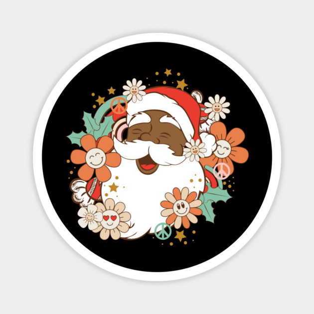 African American Retro Santa Claus Christmas Magnet by The WYLD Tribe