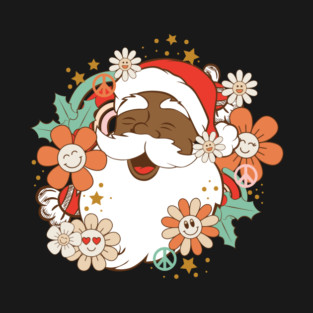 African American Retro Santa Claus Christmas T-Shirt