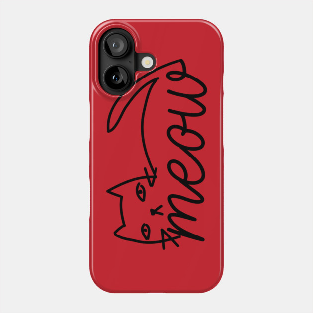 Meow Doodle Cat Drawing Phone Case by The WYLD Tribe