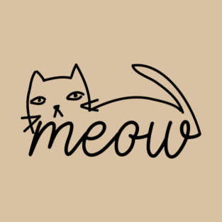 Meow Doodle Cat Drawing T-Shirt