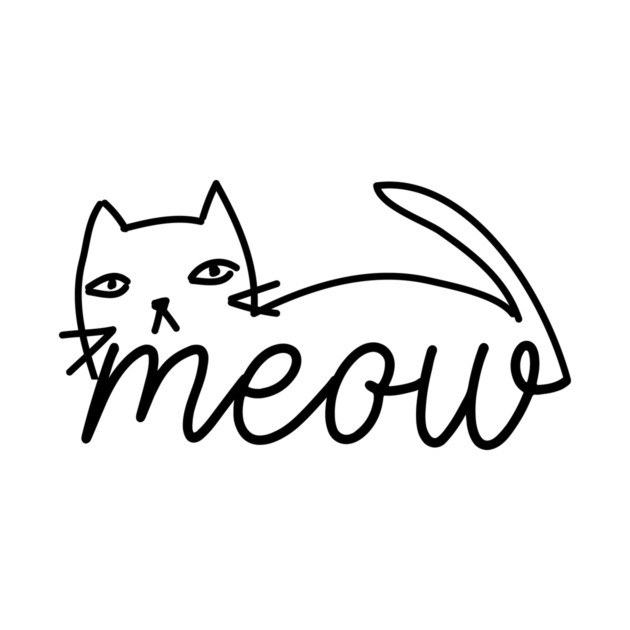 Meow Doodle Cat Drawing by The WYLD Tribe