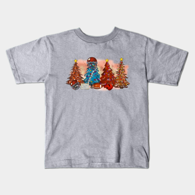 Rugby Football Christmas Trees Xmas Gift Kids T-Shirt by The WYLD Tribe