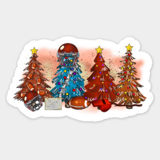 Rugby Football Christmas Trees Xmas Gift Sticker