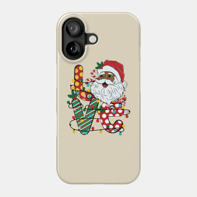 Love Black Santa Christmas Phone Case by The WYLD Tribe