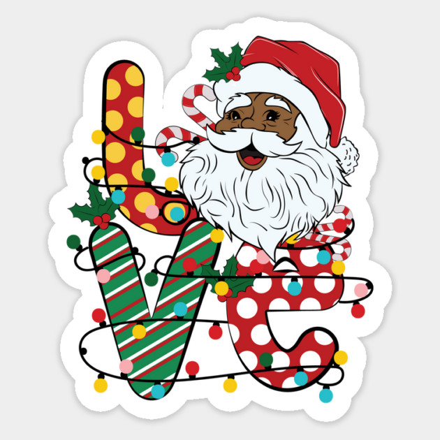 Love Black Santa Christmas Sticker by The WYLD Tribe