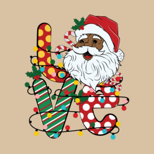 Love Black Santa Christmas T-Shirt