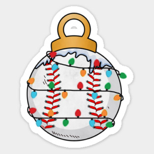 Baseball Christmas Lights Sticker