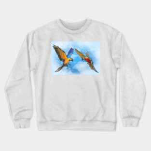 Straw Hat Parrots Luffy and Zoro: Cloud Background Crewneck Sweatshirt