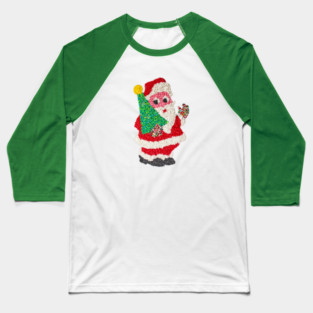 Classic Christmas Popcorn Plastic Santa Baseball T-Shirt