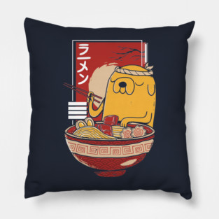 Adventure Time Jake the Dog enjoying a bowl of Ramen Noodles Pillow