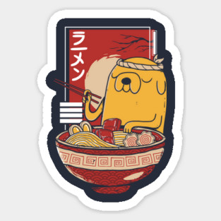Adventure Time Jake the Dog enjoying a bowl of Ramen Noodles Sticker