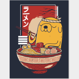 Adventure Time Jake the Dog enjoying a bowl of Ramen Noodles Posters and Art