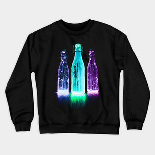 Neon Alcohol Bottle Art Crewneck Sweatshirt