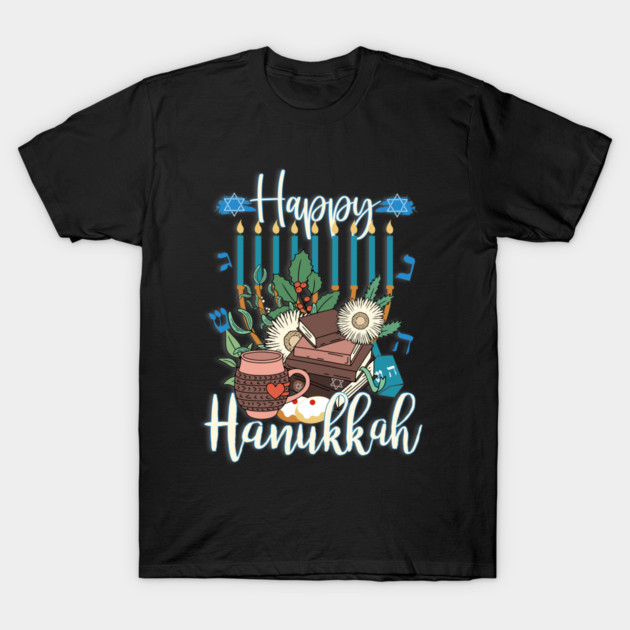 Happy Hanukkah Menorah Jewish Christmas Xmas T-Shirt by alcoshirts