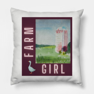 Farm Girl & Silo v4 Pillow