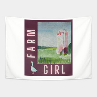 Farm Girl & Silo v4 Tapestry