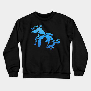 Great Lakes Outline of all 5 Lakes Crewneck Sweatshirt
