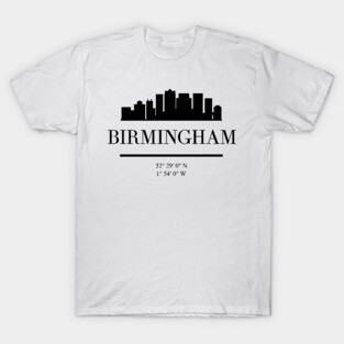 BIRMINGHAM ENGLAND BLACK SILHOUETTE SKYLINE ART T-Shirt