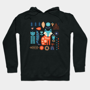 Soft And Sweet Scandinavian Fox Folk Art Hoodie