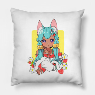 Strawberry Kitty Pillow