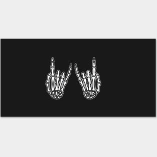 Rock and roll sign, skeleton hands Posters and Art