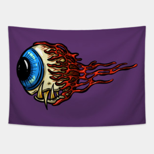 Eyeball Flying Rockabilly Tattoo Cartoon Illustration Eye Tapestry