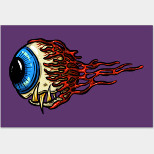 Eyeball Flying Rockabilly Tattoo Cartoon Illustration Eye Posters and Art