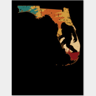 Bigfoot Retro Vintage Sasquatch Florida Posters and Art