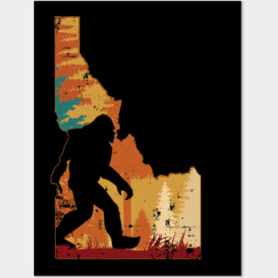 Bigfoot Retro Vintage Sasquatch Idaho Posters and Art