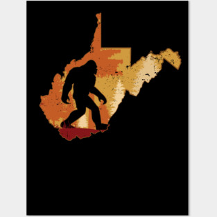 Bigfoot Retro Vintage Sasquatch West Virginia Posters and Art
