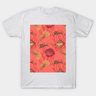 Fishes on living coral background T-Shirt