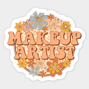 Retro Makeup Artist Floral Design Gift Sticker