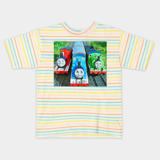 Thomas James & Percy on the tracks Kids T-Shirt