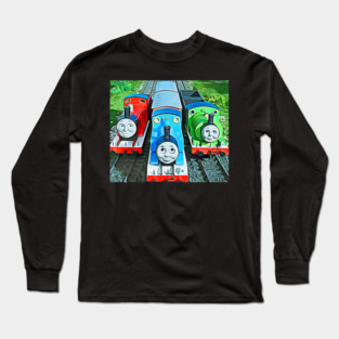 Thomas James & Percy on the tracks Long Sleeve T-Shirt