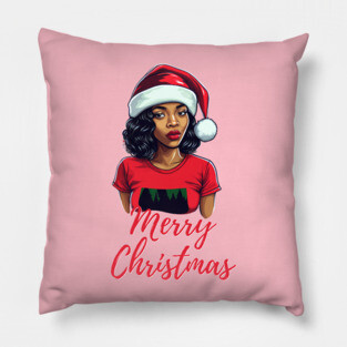 Black Woman Santa, Black Mrs Santa Claus, African American Santa, Merry Christmas Pillow