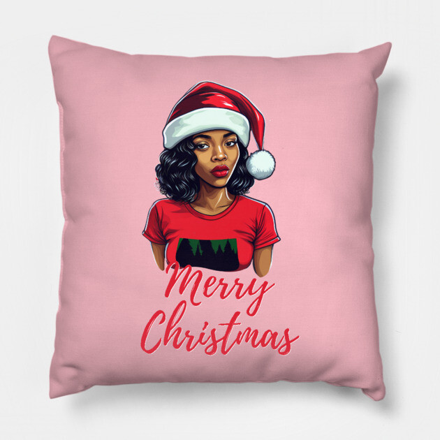 Black Woman Santa, Black Mrs Santa Claus, African American Santa, Merry Christmas Pillow by UrbanLifeApparel