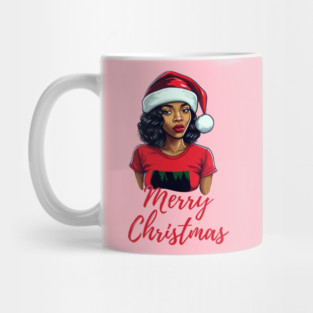 Black Woman Santa, Black Mrs Santa Claus, African American Santa, Merry Christmas Mug
