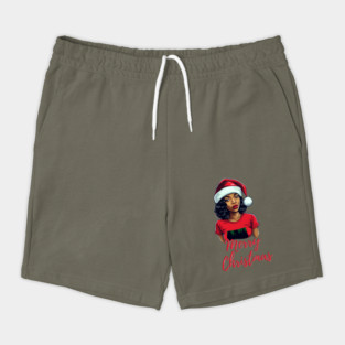 Black Woman Santa, Black Mrs Santa Claus, African American Santa, Merry Christmas Shorts