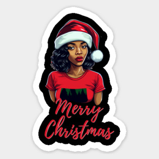 Black Woman Santa, Black Mrs Santa Claus, African American Santa, Merry Christmas Magnet