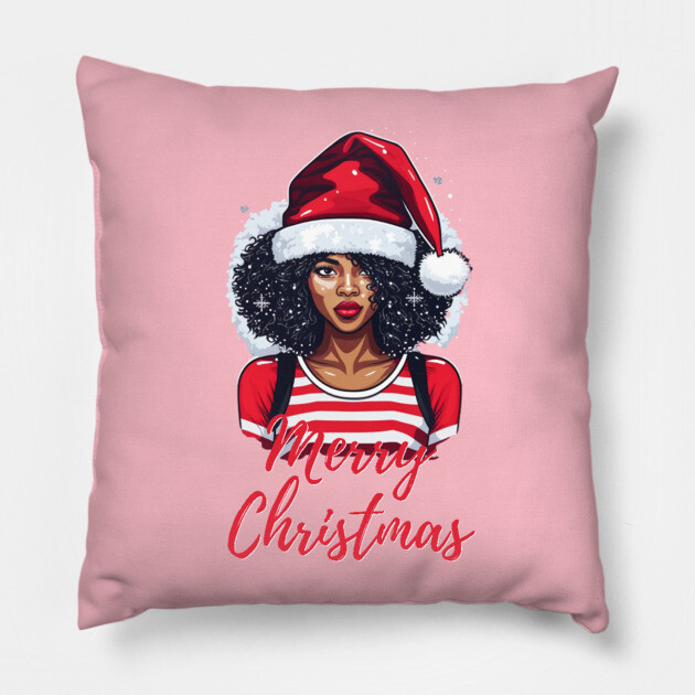 Black Woman Santa, Black Mrs Santa Claus, African American Santa, Merry Christmas Pillow by UrbanLifeApparel
