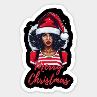Black Woman Santa, Black Mrs Santa Claus, African American Santa, Merry Christmas Magnet