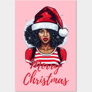 Black Woman Santa, Black Mrs Santa Claus, African American Santa, Merry Christmas Posters and Art