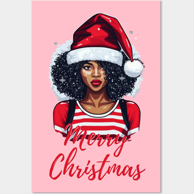 Black Woman Santa, Black Mrs Santa Claus, African American Santa, Merry Christmas Wall Art by UrbanLifeApparel
