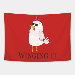 Winging It, Cool Funny Chicken Tapestry