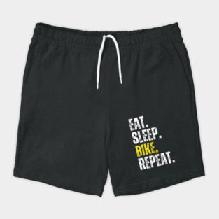 Eat Sleep Bike Repeat, Funny Cycling Saying, Bicyclist Humor Shorts