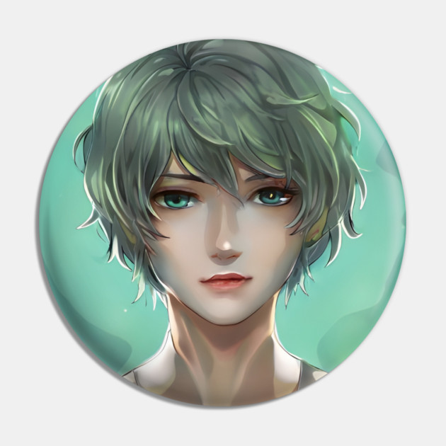 Green Hair Anime Boy Pin by animegirlnft