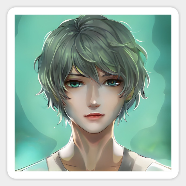 Green Hair Anime Boy Sticker by animegirlnft
